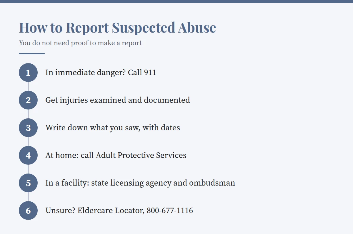 Summary card: How to Report Suspected Abuse