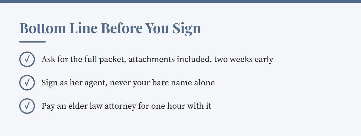 Summary card: Bottom Line Before You Sign